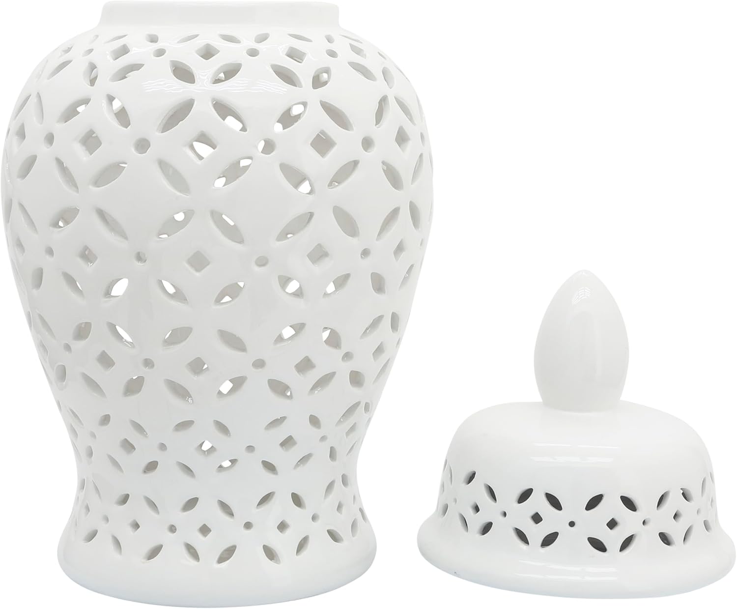 Elegant Pattern Ceramic Vase for Living Room and Home Decor - Chinoiserie House Accent for Dining Room Table Decor - Decorative Flower Vase for Room, Bedroom, or Office Display - 24', White