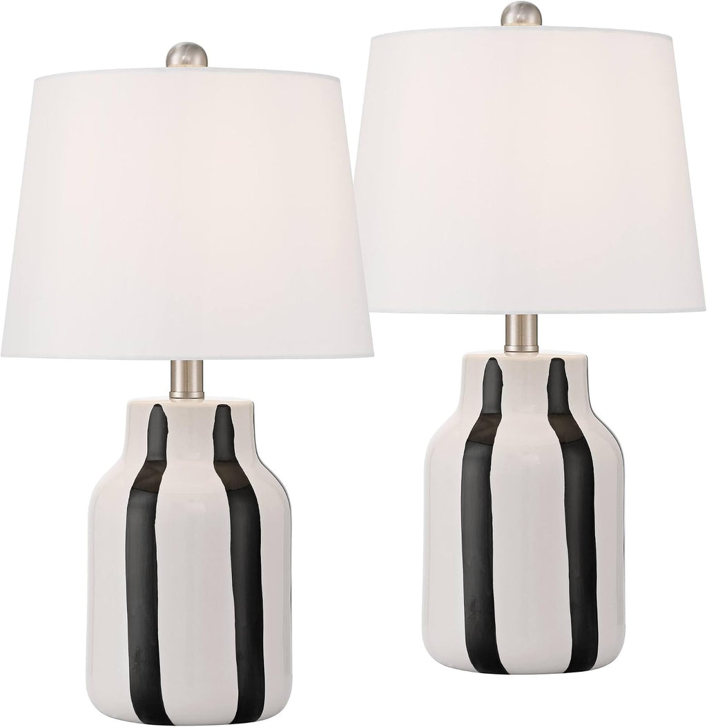 360 Lighting Cookies and Cream 20 1/2 High Black and White Ceramic Table Lamp Set of 2