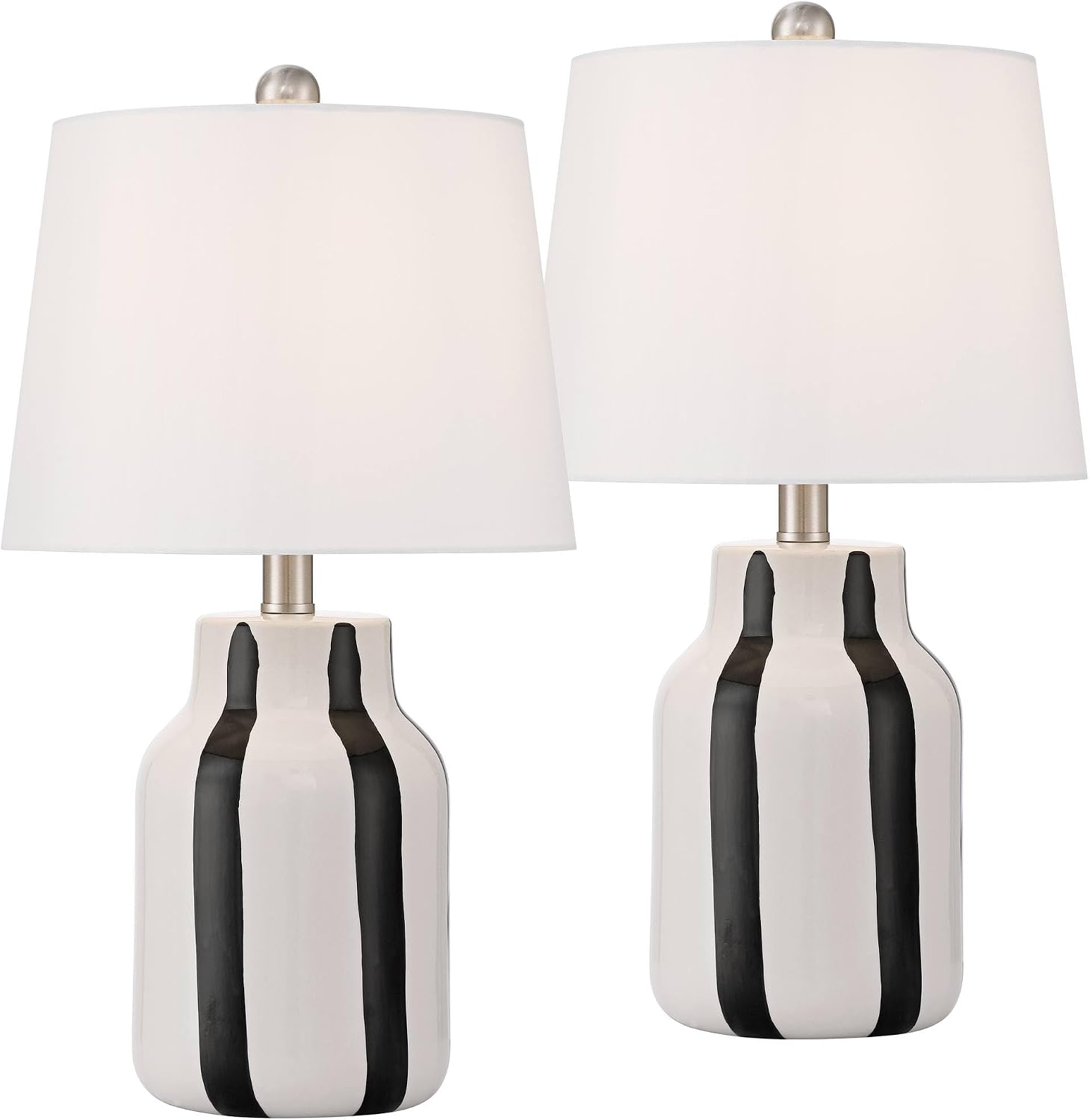 360 Lighting Cookies and Cream 20 1/2 High Black and White Ceramic Table Lamp Set of 2