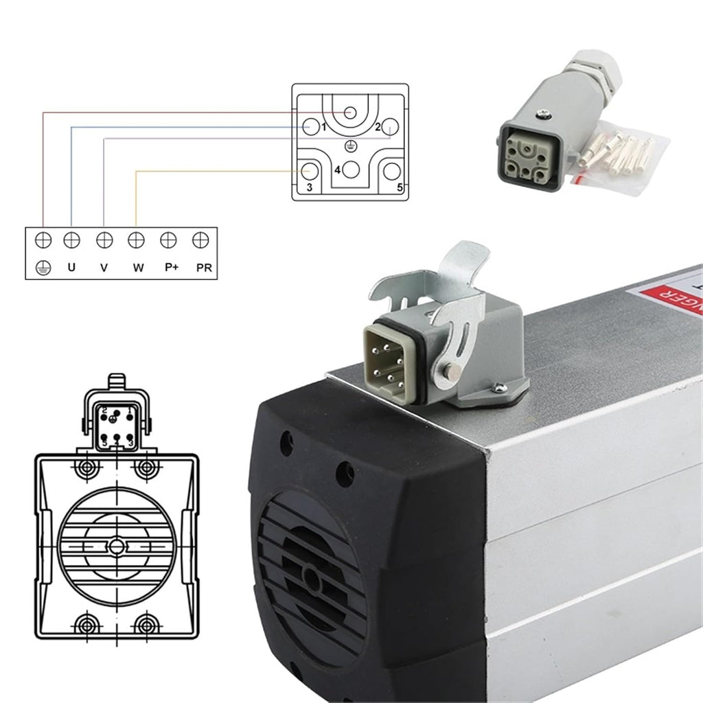 6.0KW Square Air Cooled ER32 Chuck 220v 380v 4 Bearing 300Hz 18000rpm for CNC Router Woodworking Engraving(6.0kw 220V)