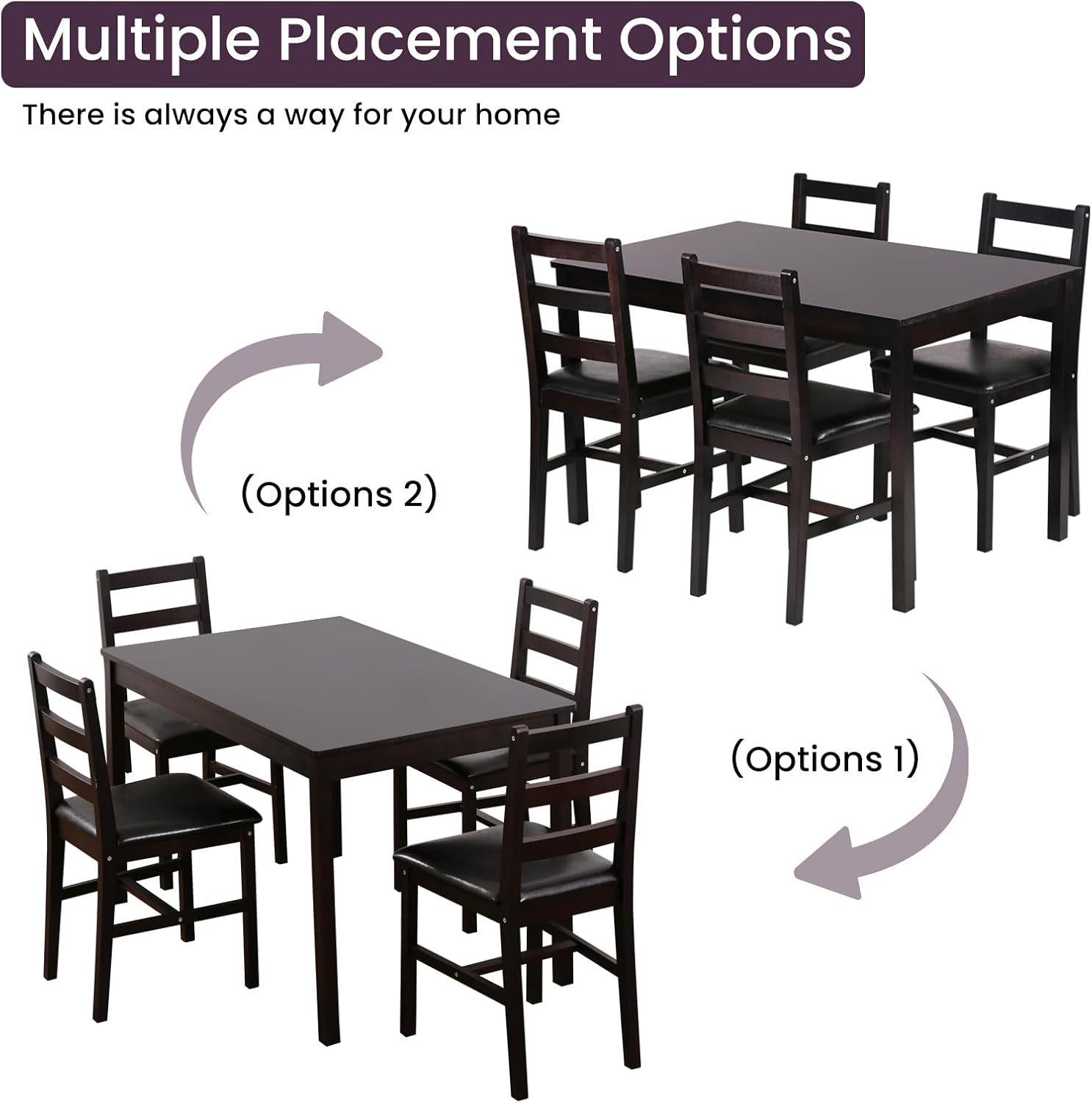 Kitchen Table Set 5 Piece Dining Table Set Sturdy Wooden Square Table and Chair Breakfast Table Set for 4 Person, Small Dining Room Table Set for Restaurant Home Kitchen Living Room, Brown