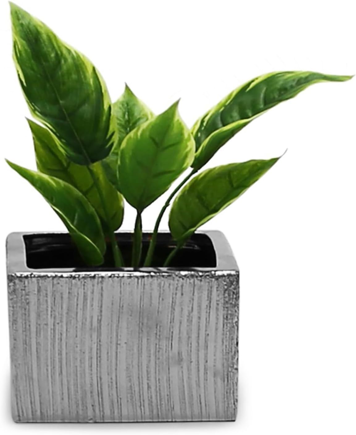 WGVI Silver Scratched Square Ceramic Vase, Width 6', Height 4', Elegant Morden Short Square Pan Floral Planter Terrarium Pot Container Tabletop for Event Accent Home Decor 12 Pieces