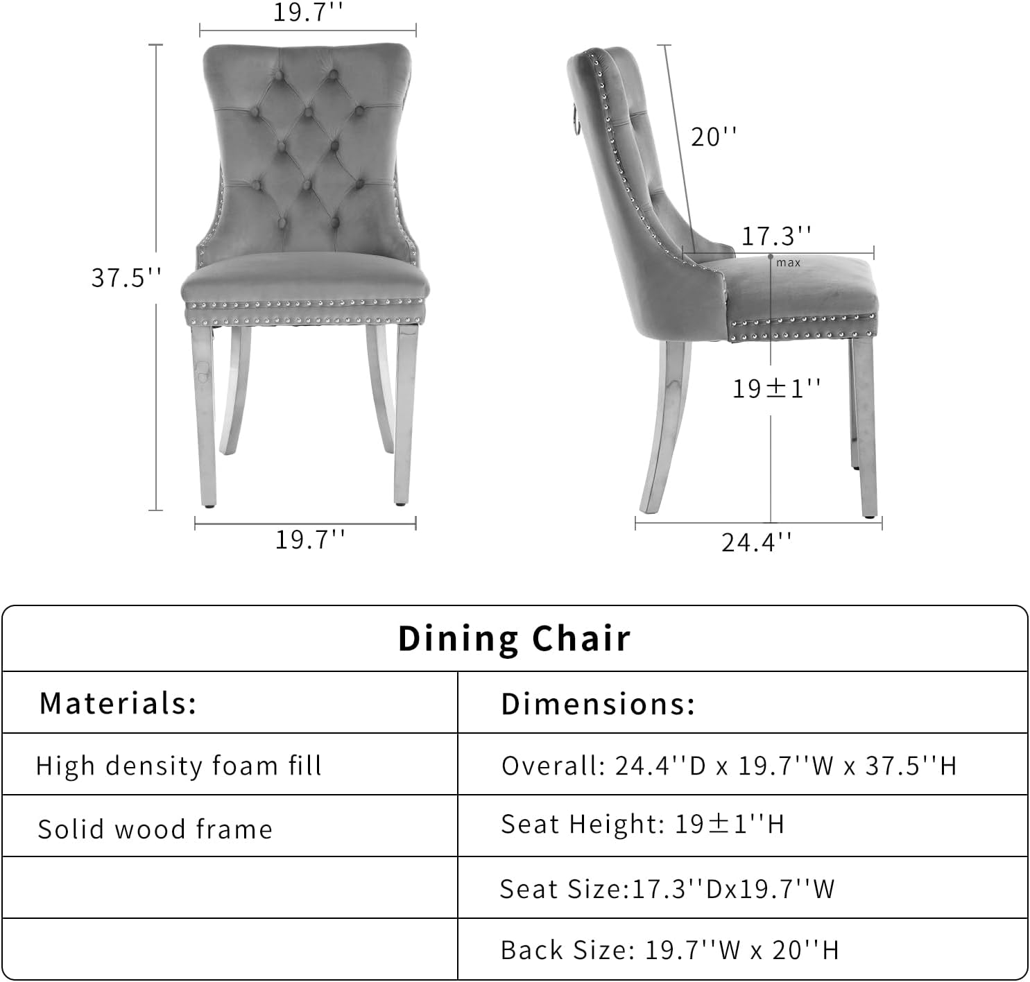ODUSE-DAILY Black Velvet Dining Chairs Set of 4, Kitchen & Dining Room Chairs, Four Fabric Tufted Dinning Chairs, Velvet Upholstered, Wing Back, Metal Pull Ring, Wood Frame, Mid Century Modern