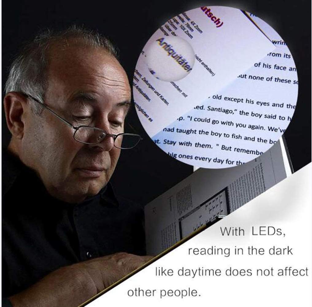 Magnifying Glass Magnifying Magnifier Glass 8X/ 3X with Light on Stand Clamp Arm Hands Free Illuminated Glass Table Desk Lamp Stand Clip on for Reading Hobbies/A Gift of Love Efficency