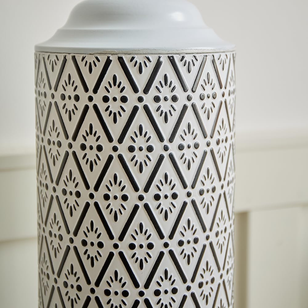 Floor Metal Decorated Vases Set of 3 for Gorgeous Home Decoration Large Glazed Metal Vases (White+Black)