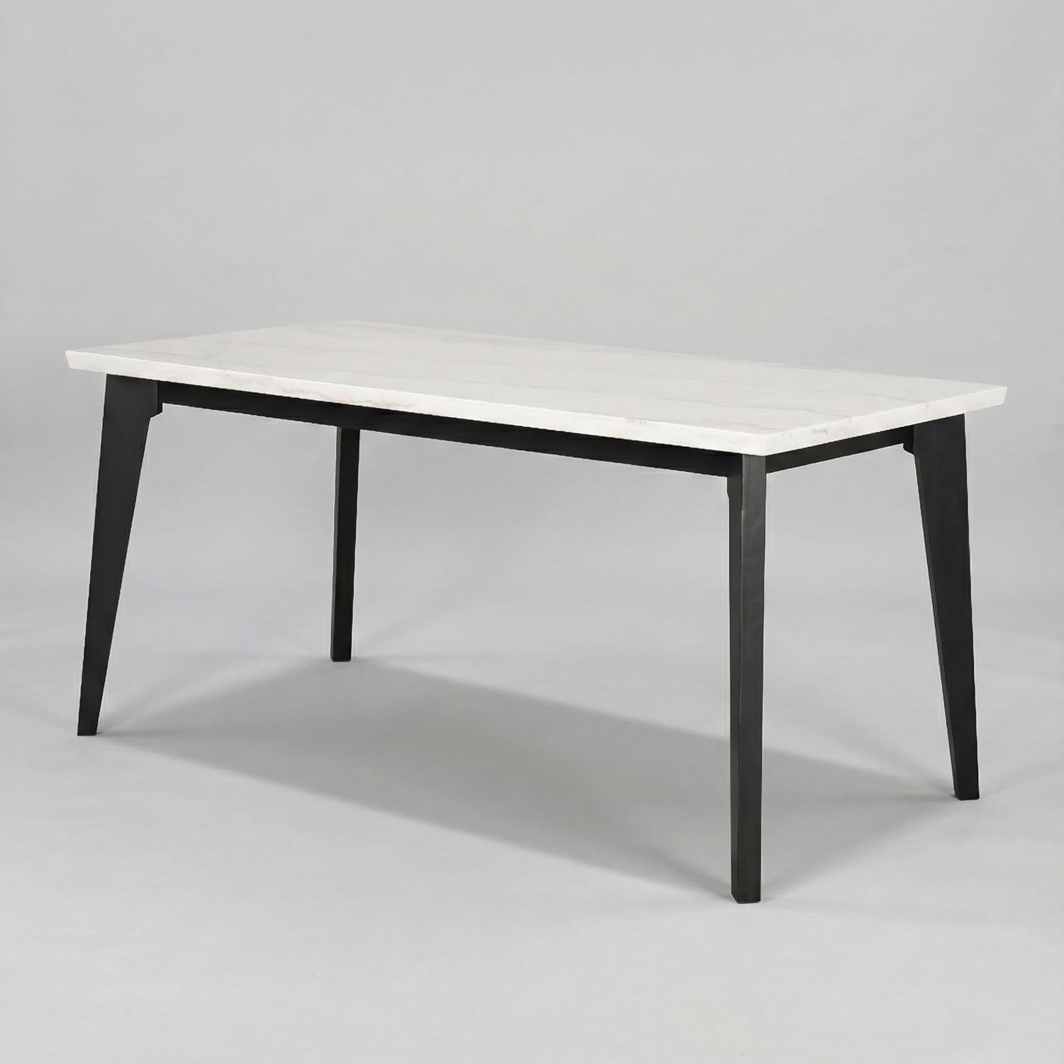 Furniture of America Isolde Contemporary 70-inch Marble Top Rectangular Counter Height Dining Table with Tapered Legs, Easy Assembly for Home Kitchen, Living Room, Dinettes, Black and White