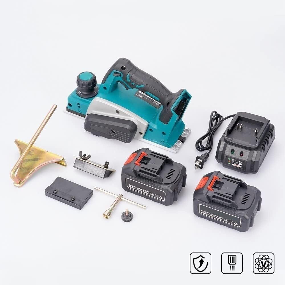 Cordless Electric Planer, 15000rpm Electric Router Trimmer With Wrench Wood Cutting Machine Woodworking Tool(2battery 3.0a)