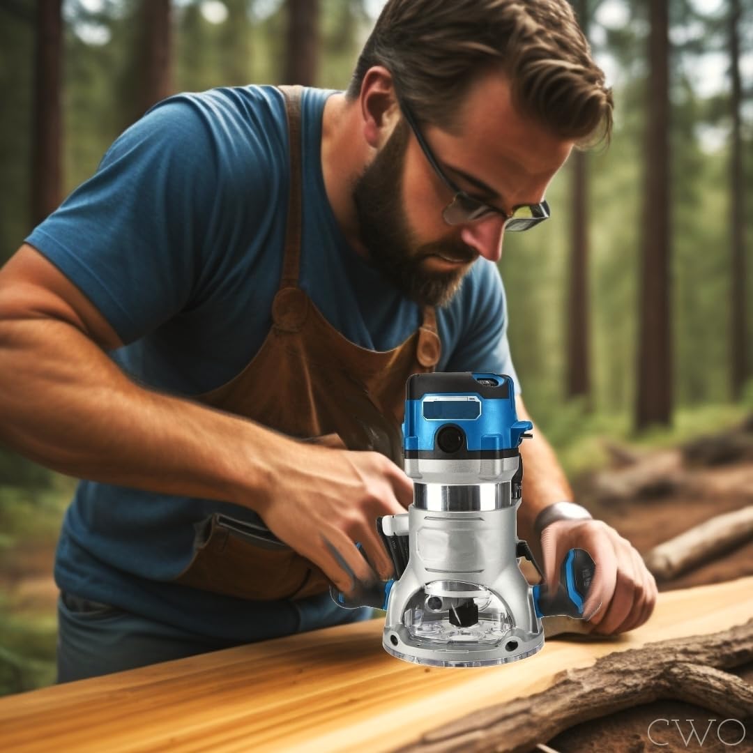 Fits Hercules 2-1/4 HP (Max), Corded 12 Amp Variable Speed Fixed Base Router with Plunge Base Kit - 10,000 to 25,000 RPM, Accepts Router Bits with 1/4 in. or 1/2 in. Shanks, LED light, Rubberized Grip