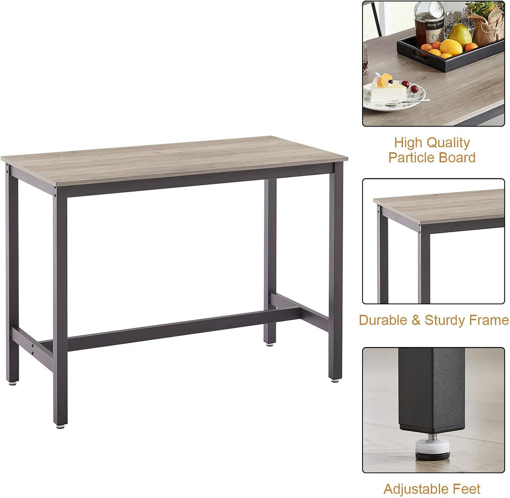 KIVENJAJA Bar Table and Chairs Set for 4, 5-Piece Rectangle Pub Bistro Table and PU Upholstered Stools with Backrest, Counter Height Dining Table Set for Kitchen Breakfast Nook Restaurant, Grey