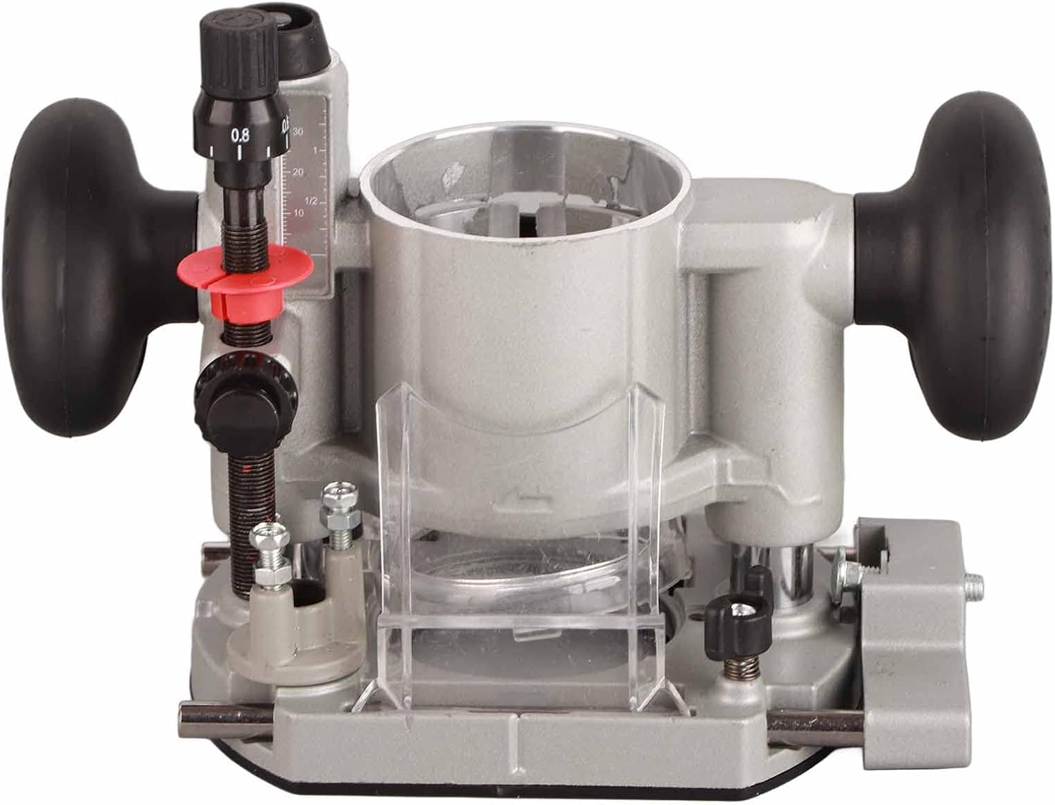 Compact Router Plunge Base Kit for Woodworking, Durable Aluminum Alloy Construction, Double Handle Trimming Machine Cover, Transparent Protective Cover, Fine Depth Adjustment with