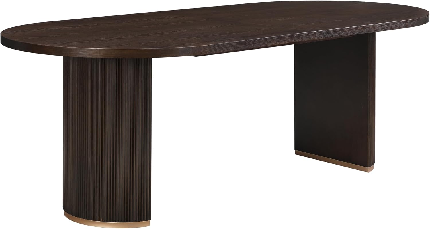 Christopher Knight Home Lancas Oval Top Dining Table - Modern Minimalist Wooden Pedestal Design - Seats 6 - Dark Brown Finish - Indoor Dining Room & Kitchen Table - Restaurant, Family Gatherings, Home