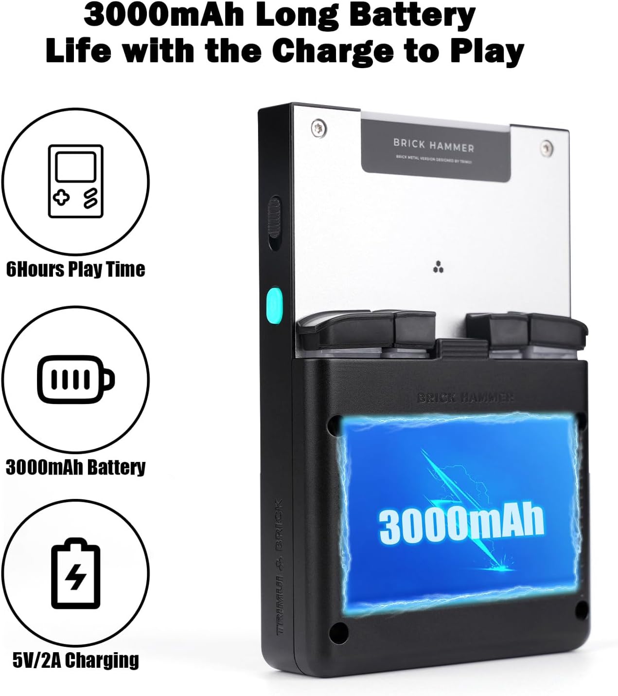 Trimui Brick Hammer Handheld Game Console,3.2 Inch IPS Classic System and 3000mAh Battery Retro Video Games Consoles,with 64G TF Card and Wireless Networt Console Casual Game Console(Black)