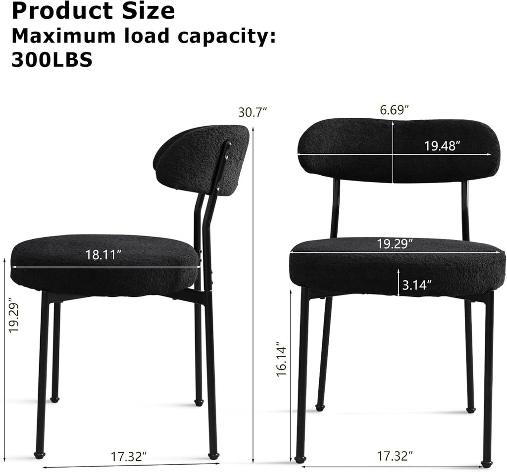 Dining Table and Dining Chair Set 23.6' Black Round Table&2 Boucle Upholstered Chairs for Kitchen Dining Room Small Space 3 Piece Dining Table and Chair Set (Black)