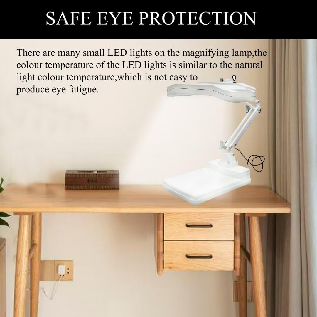10 x Magnifier Lamp Benchtop Magnifying Lamp LED Magnifying Lamp with Stand 4.4 * 7 inch 110V 22W White for Reading Circuit Board Testing Stamp Collecting