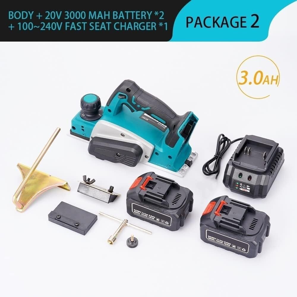 Cordless Electric Planer, 15000rpm Electric Router Trimmer With Wrench Wood Cutting Machine Woodworking Tool(2battery 3.0a)