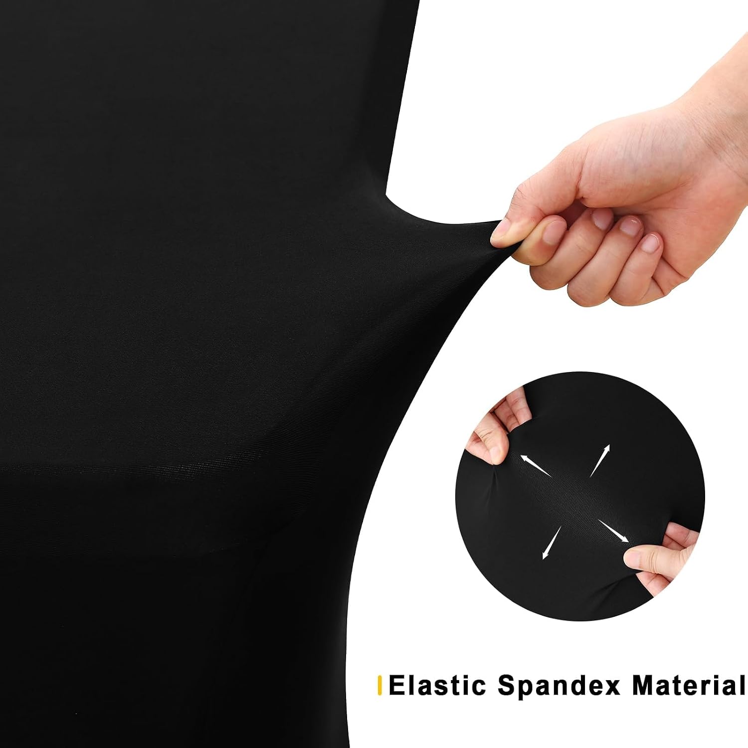 Smiry 12 Pack Spandex Table Cloth 6FT, Elastic Fitted Stretch Tablecloths for Rectangle Tables, Washable Table Cover for Outdoor, Wedding, Banquet & Parties (Black, 72Lx30Wx30H Inch)