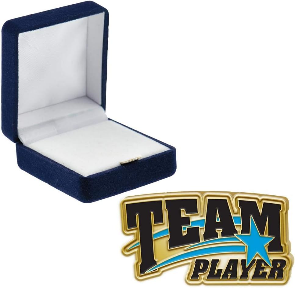 Crown Awards Team Player Pins, Team Player Pin with Blue Velvet Presentation Case, Prime