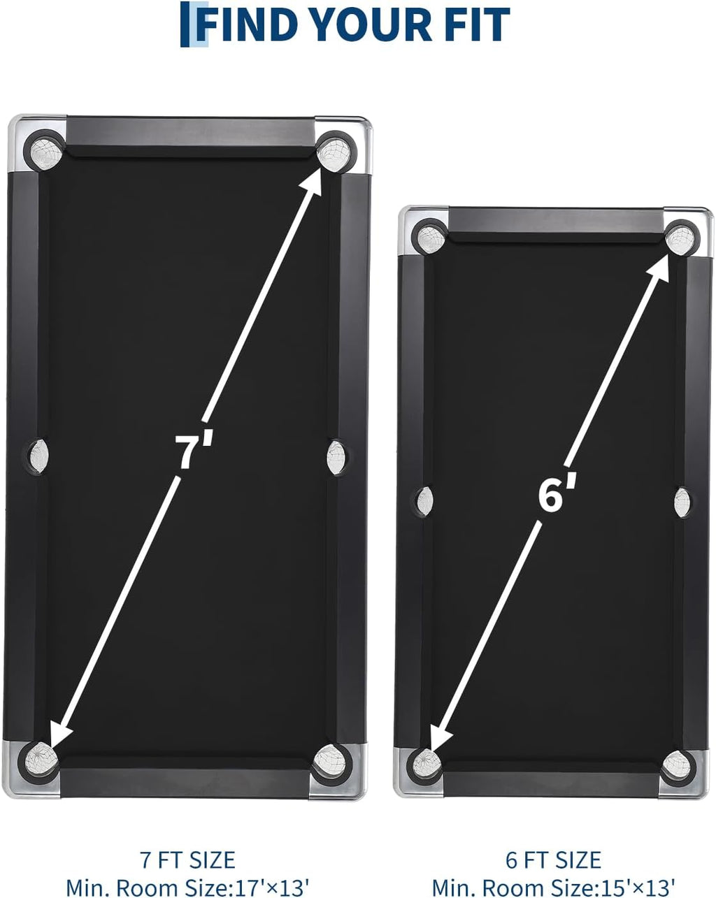 6,7 Foot Foldable Pool Table, Portable Billiards Table with Full Accessories Set, No Assembly, Metal k-Shaped Legs, Includes 16 Balls, 2 Cue Sticks, Chalk, Rack & Brush, Game Room Table for Home, Apar