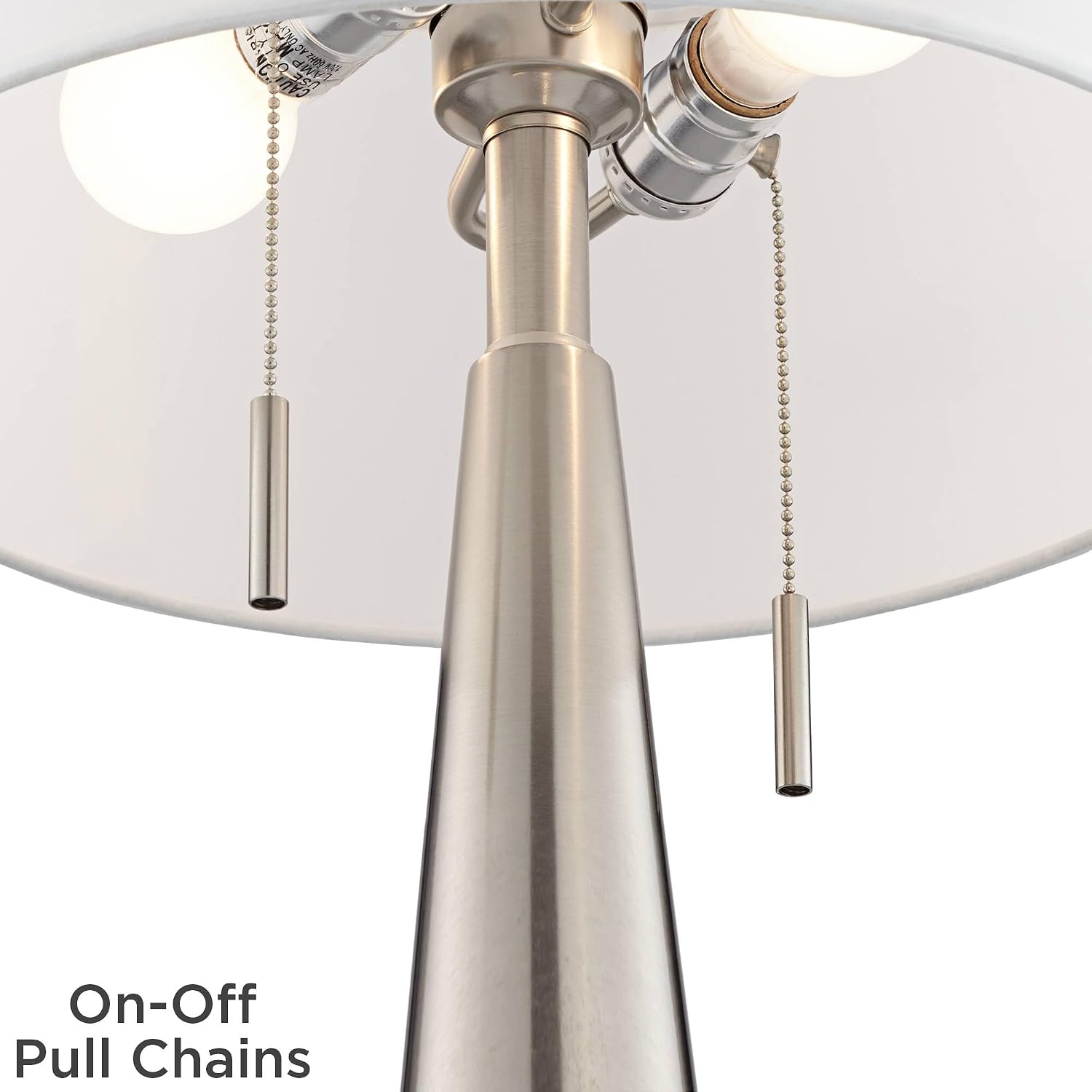Possini Euro Design Vicki Modern Accent Table Lamps 23' Tall Set of 2 with USB Charging Ports Brushed Nickel Metal Cream Faux Silk Drum Shade for Bedroom Living Room House Desk Bedside Nightstand