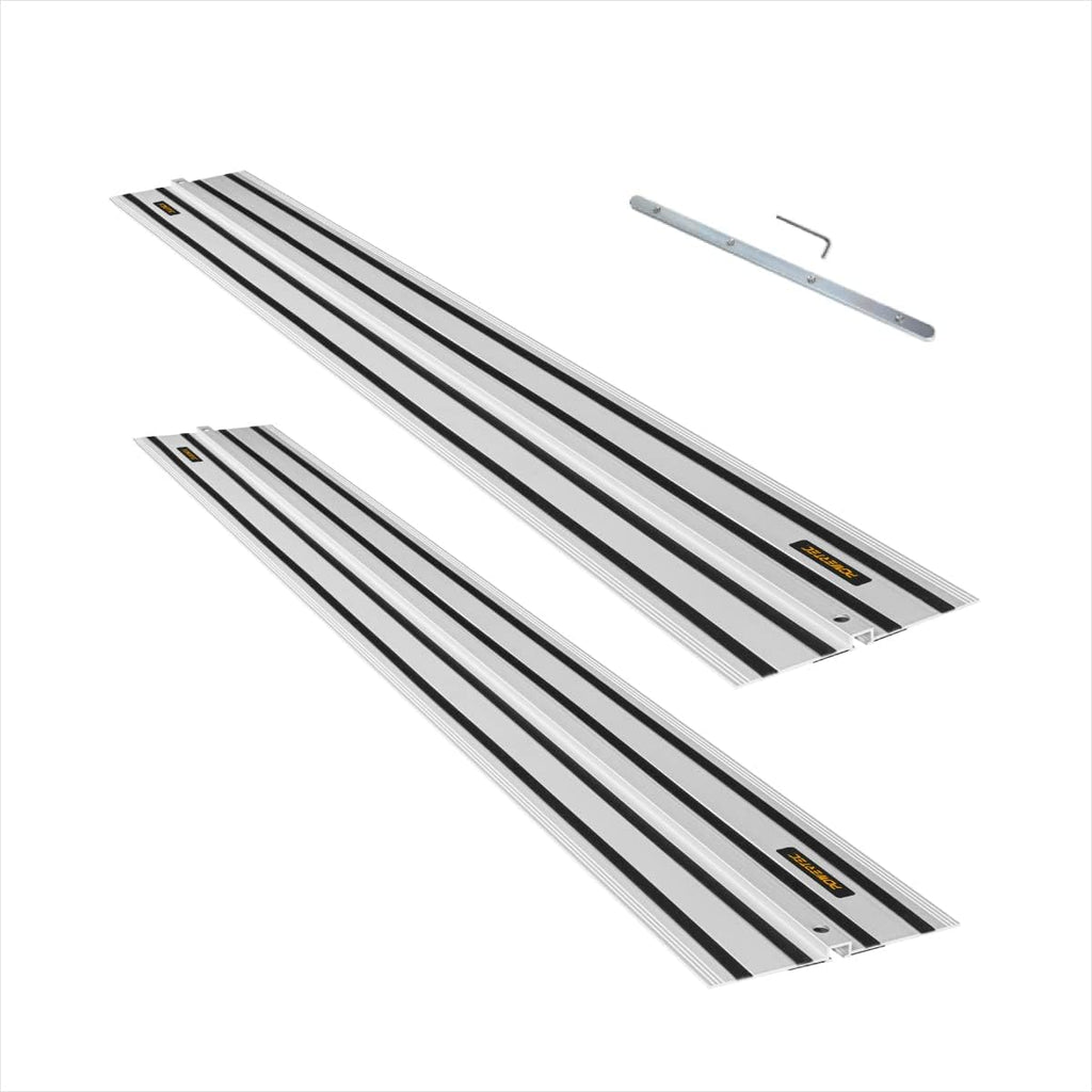 POWERTEC 71691 110 Inch Track Saw Guide Rail Connector Set for DeWalt Track Saws, Clamping Options Includes 2x55' Aluminum Extruded Guided Rails and (1) Guide Rail Connector for Woodworking Projects