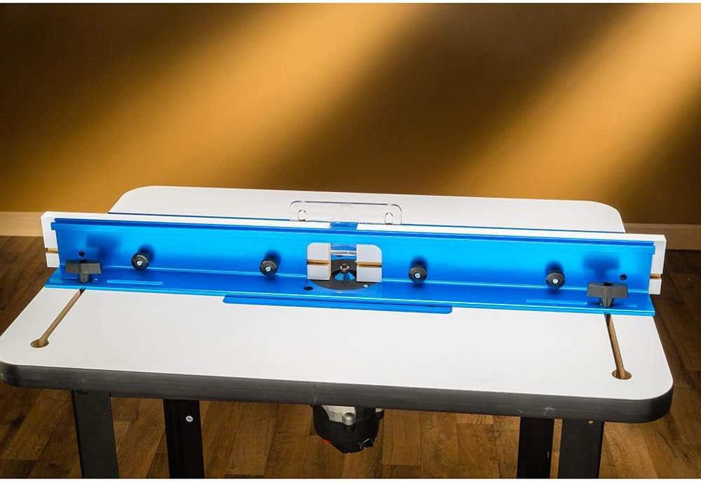 Router Table Fence (32') - Aluminum Extrusion Table Router Fence w/ Bit Safety Guard Provide Laser-Straight Surface - Comfortable Knobs for Easy, Tool-Free Fence Adjustments - Router Table Accessories