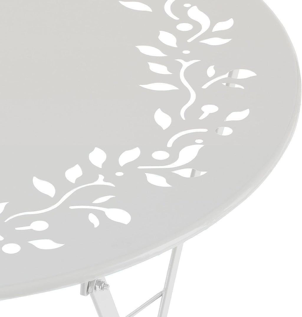Alpine Corporation Indoor/Outdoor 3-Piece Bistro Set Folding Table and Chairs Patio Seating, White
