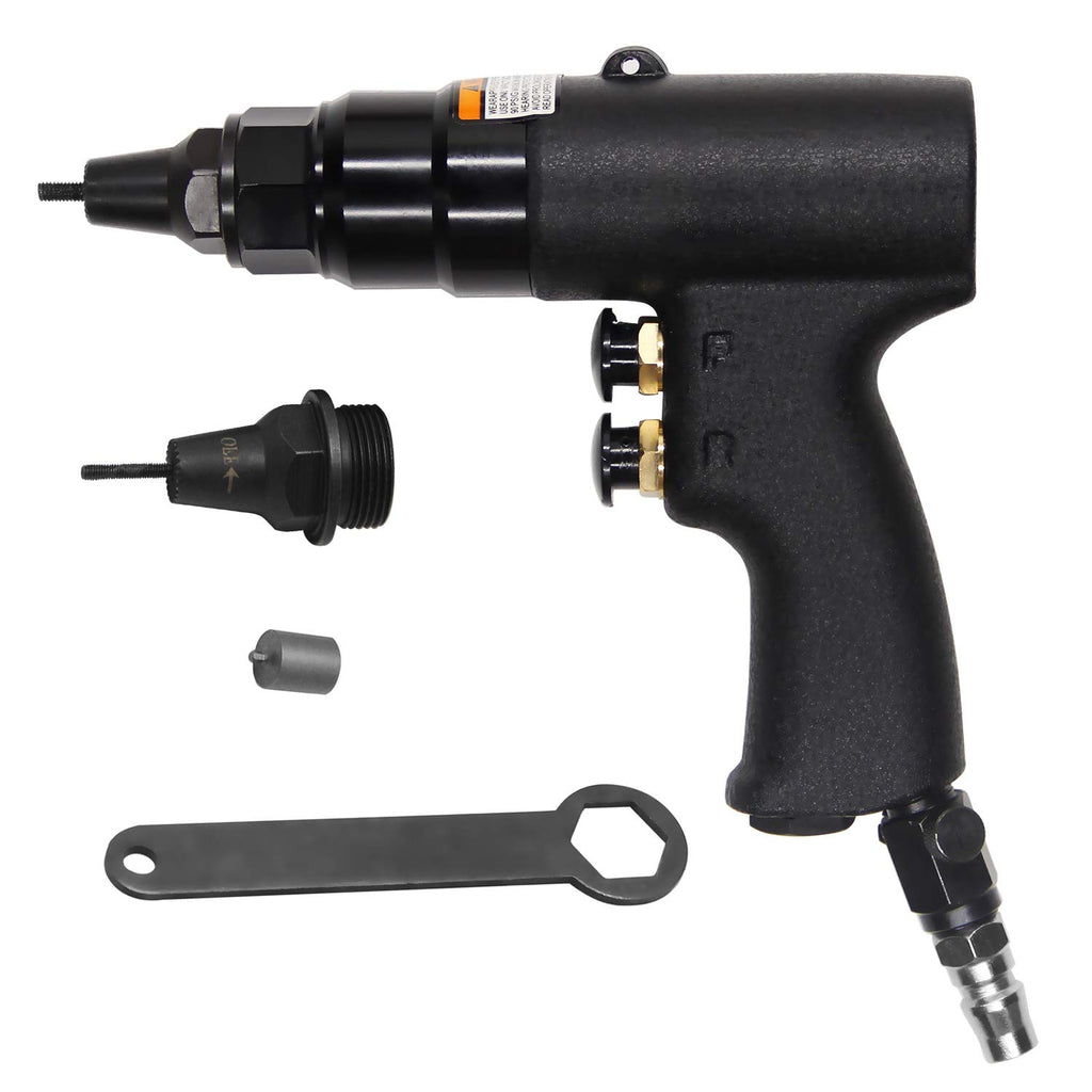 NEWTRY Air Rivet Nut Gun Pneumatic Riveter Riveting Tool Kit with Self-locking Head for 1/4,5/16 Nut (6068 gun with M6,M8 head)