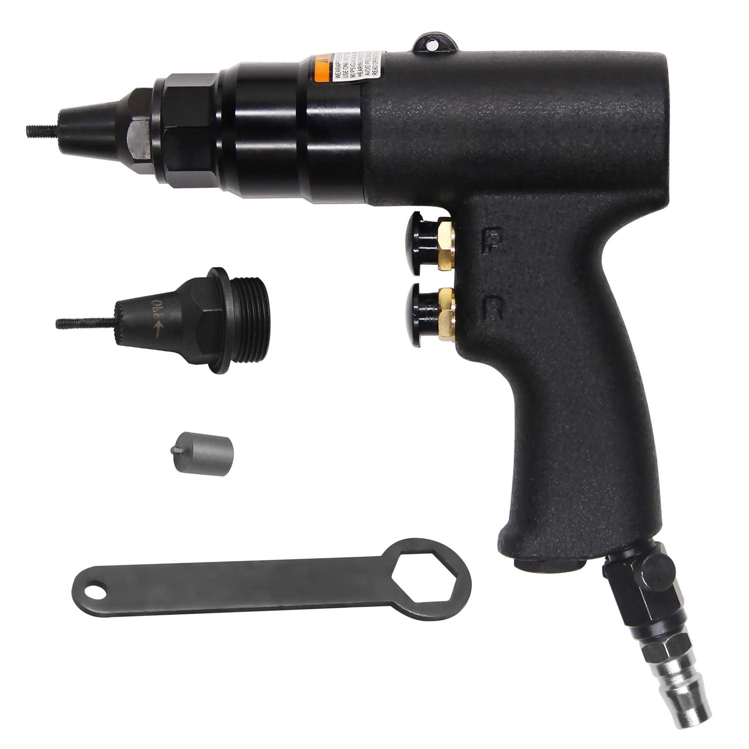 NEWTRY Air Rivet Nut Gun Pneumatic Riveter Riveting Tool Kit with Self-locking Head for 1/4,5/16 Nut (6068 gun with M6,M8 head)