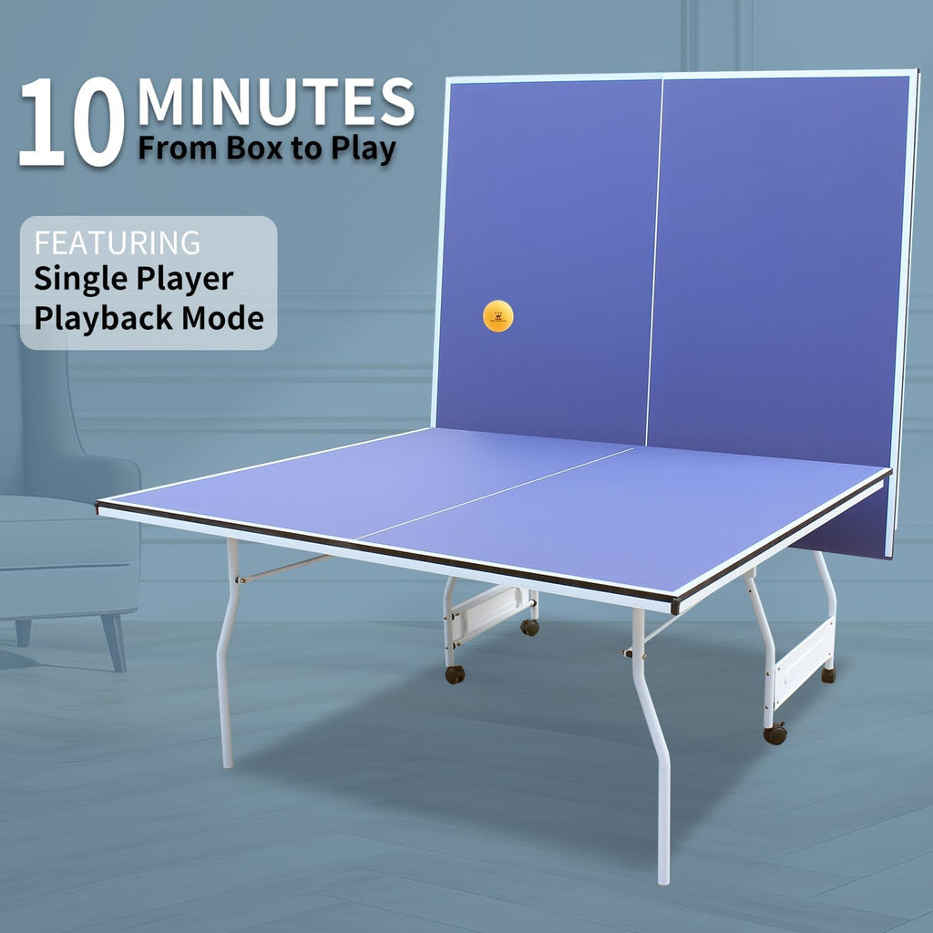 Foldable Ping Pong Table Portable 4.5FT/6FT/9FT Indoor MDF Table Tennis Table Multi-Purpose Family Game Table with Net, 2 Paddles and 3 Balls for Kid Teenager Adult