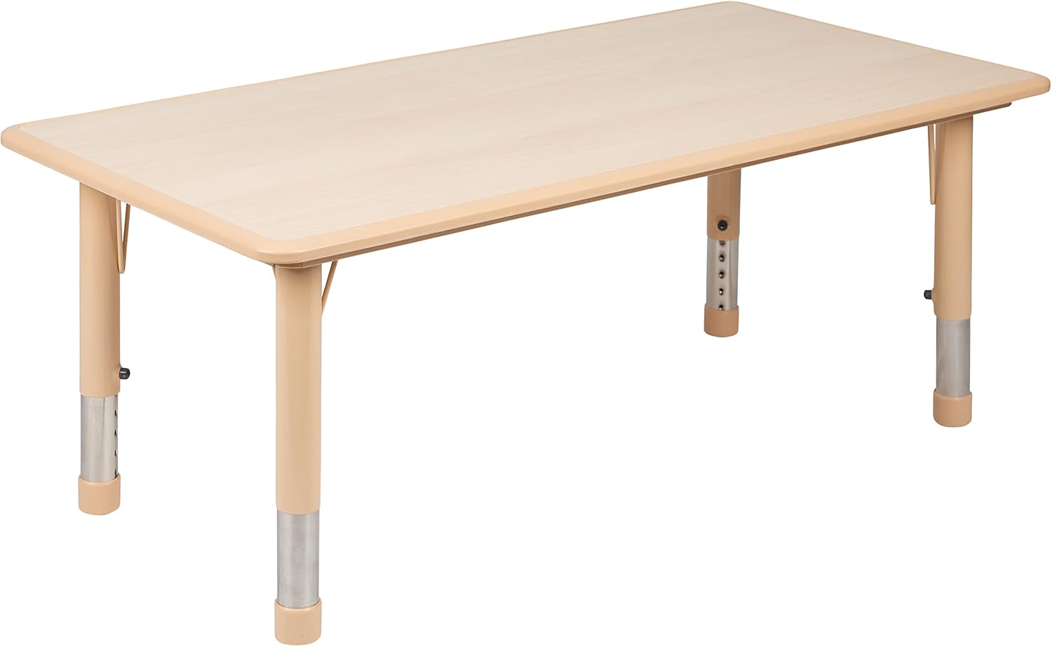 EMMA + OLIVER 23.625' W x 47.25' L Rectangle Natural Plastic Activity Table Set with 6 Chairs
