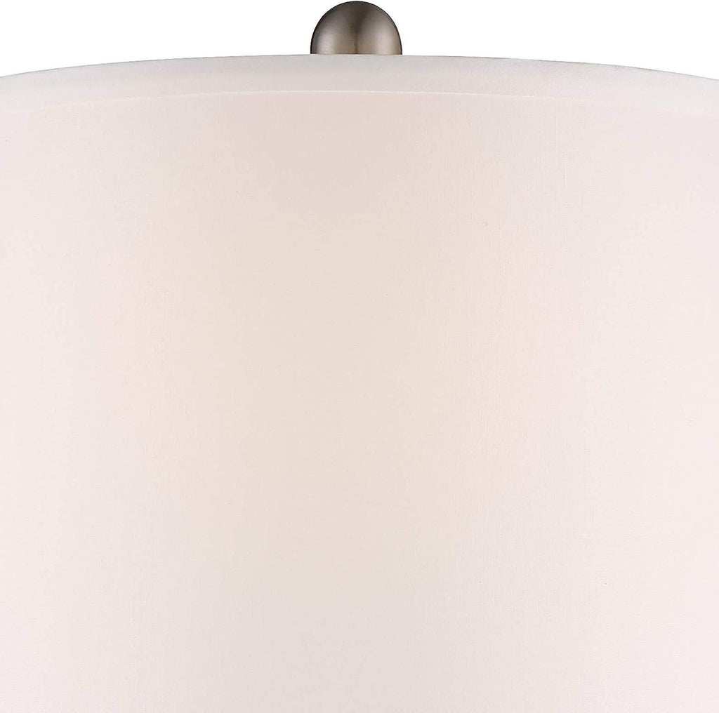 Regency Hill Arden 25' High Modern 3-Way Table Lamps Set of 2 with Dimmers Silver Brushed Nickel Finish Mercury Glass White Shade Living Room Bedroom Bedside Nightstand House Office