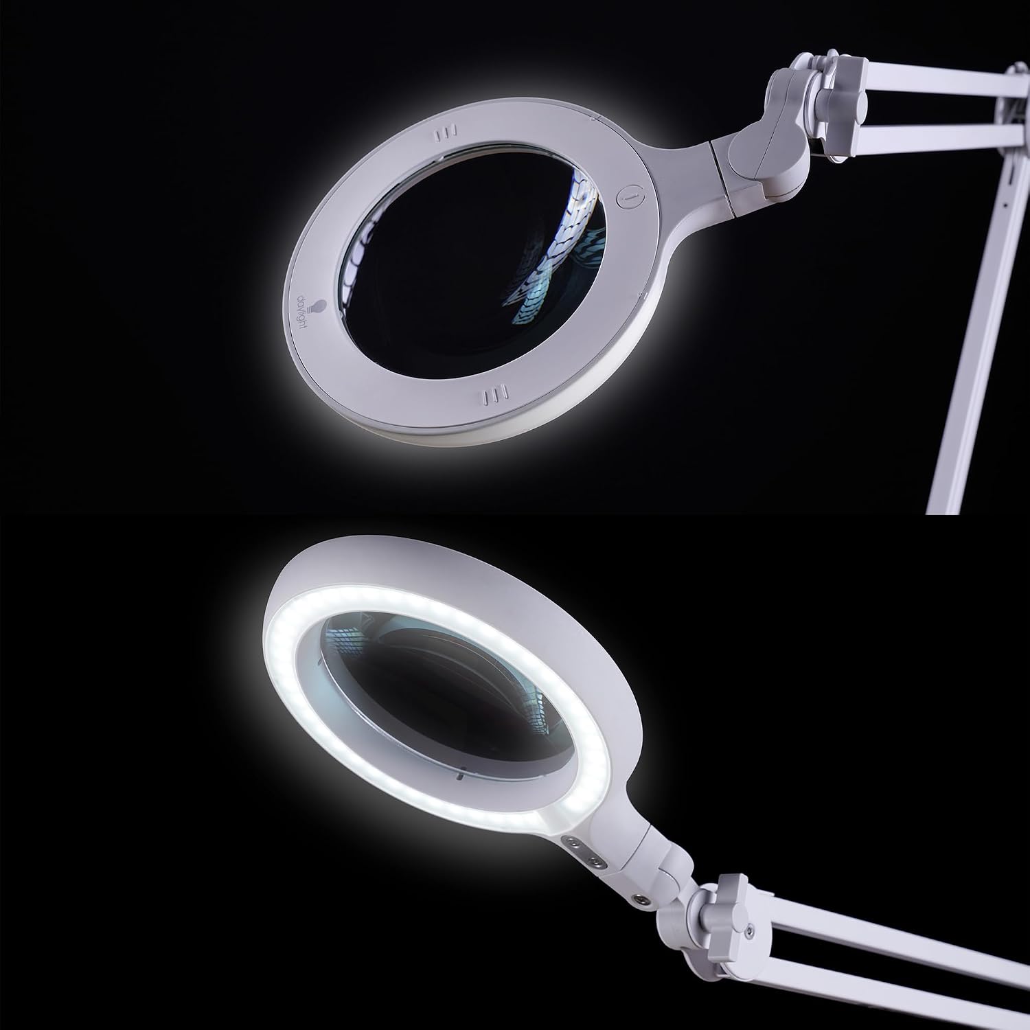 Omega 5 - Premium LED Magnifying Lamp with Interchangeable Glass Lenses, Adjustable Arm, and Dimmer Switch for Professionals in Health & Beauty, Model Making, and Low Vision Applications