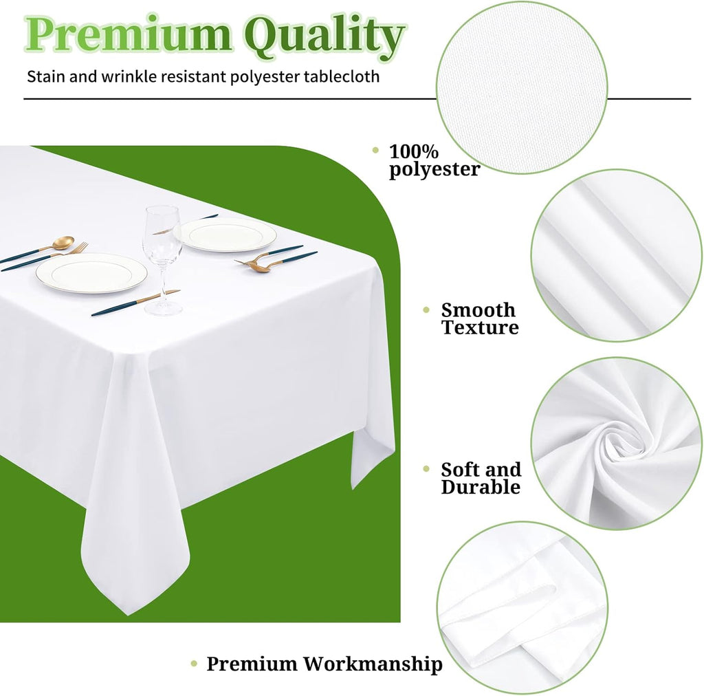 12 Pack White Tablecloths for Rectangle Tables Stain and Wrinkle Resistant Washable Polyester Tablecloth 90 x 156 Inch White Table Cloth Rectangle Table 8 Foot Rectangle Table Cloth for Wedding Party