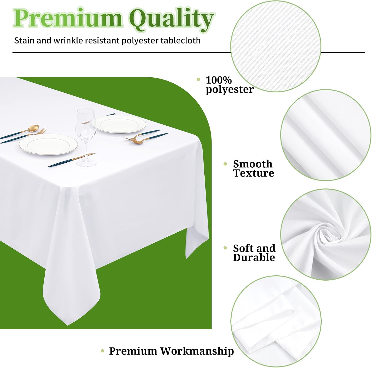 12 Pack White Tablecloths for Rectangle Tables Stain and Wrinkle Resistant Washable Polyester Tablecloth 90 x 156 Inch White Table Cloth Rectangle Table 8 Foot Rectangle Table Cloth for Wedding Party