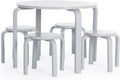 Guidecraft Nordic Table and Stools Set for Toddlers: Gray - Stacking Bentwood Stools with Curved Wood Activity Play Table - Toddler's Modern Kitchen, Playroom and Classroom Furniture