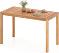 Tangkula Outdoor Acacia Wood Dining Table for 4-6, Rectangular Patio Table with Slatted Tabletop, Outside Dinner Table for Garden, Balcony, Deck and Backyard