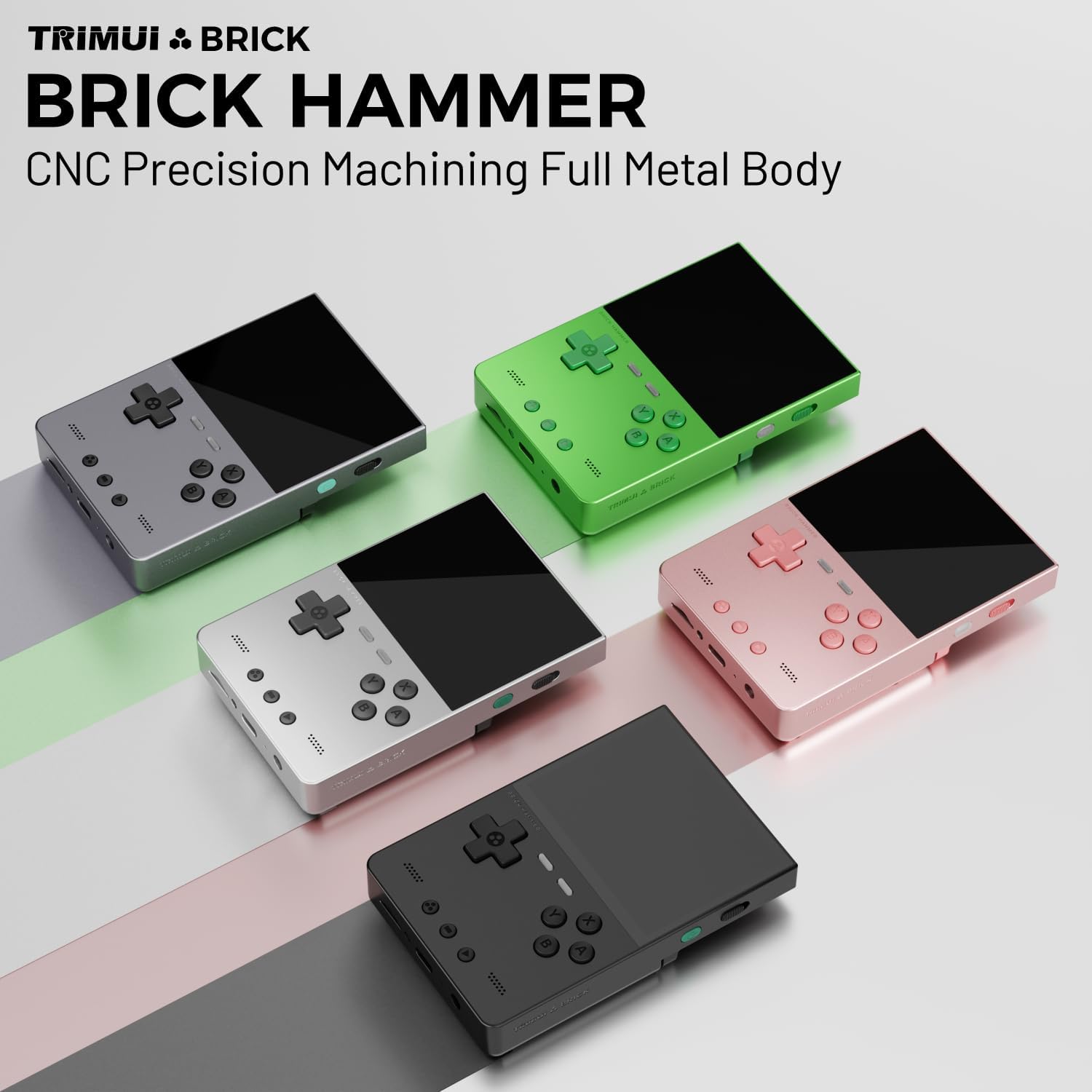 Trimui Brick Hammer Metal Body Handheld Game Console Retro Gaming Handheld 3000mah Battery Allwinner A133p 3.2' IPS RGB Lighting Vibration Pink