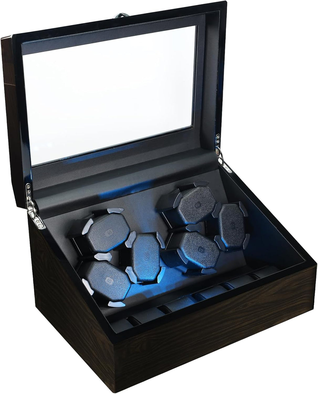 Watch Winder for Automatic Watches, Automatic Watches with Watches Storages, Automatic Watch Winder with Blue Backlight and Foam Pad, 4 Rotation Modes Rotating Watch Box
