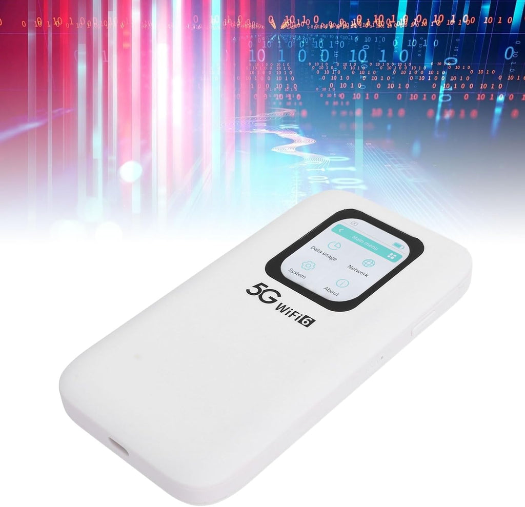 5G Wi Fi 6 Mobile Hotspot, Portable 5G Wi Fi Router, 2.01in Touch Screen Nano SIM Card Slot Design, Connects Up to 16 Devices, Pocket Wi Fi Device for Travel Office Dormitory