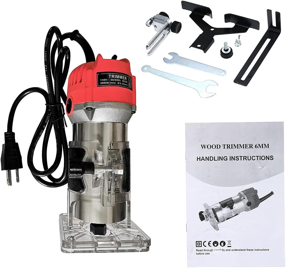 Portable polishing Machine Trim Router 30000r/min Transparent Base Edge Guide Wood Laminate Electric Trimmer Compact Palm Router Corded for Woodworking Low Noise