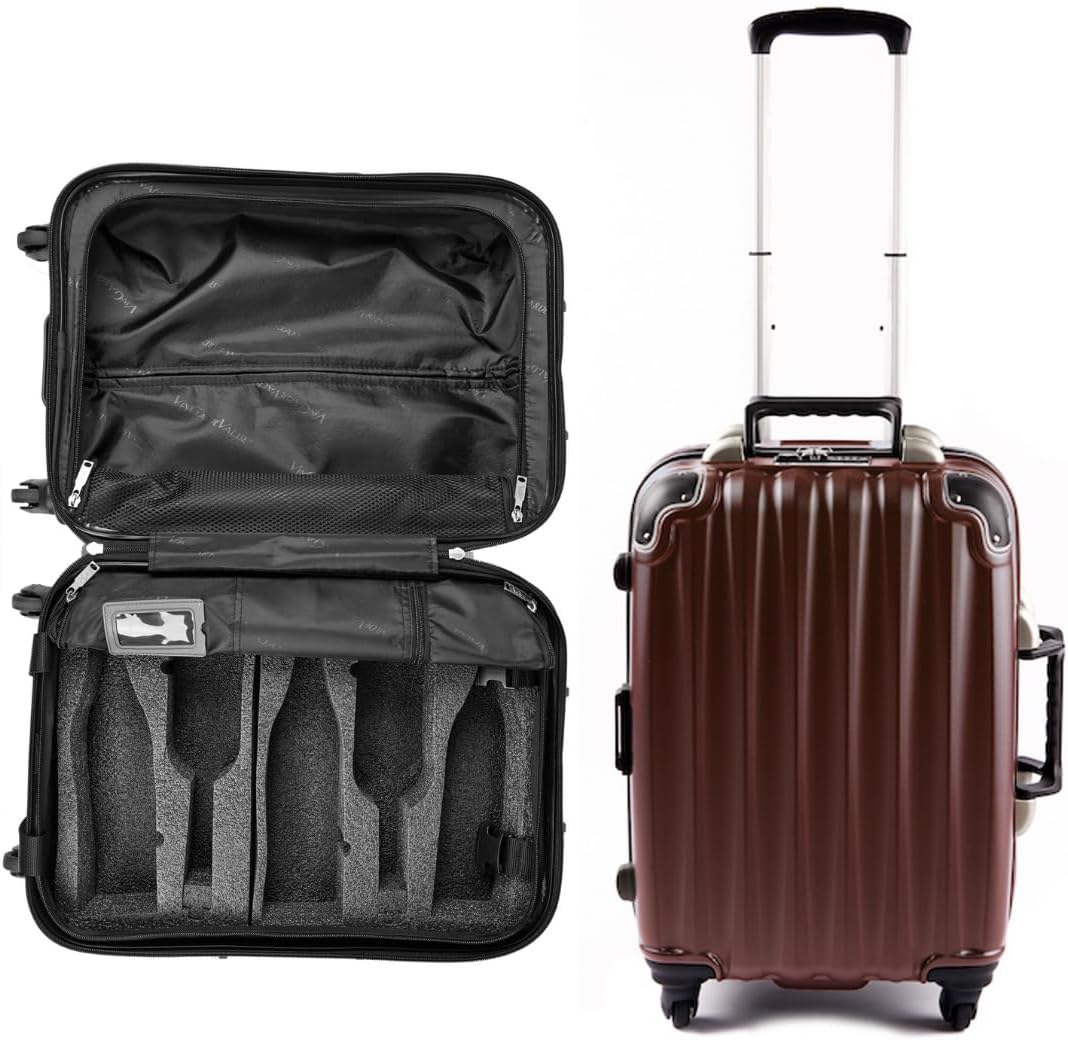 VinGardeValise® The Piccolo Wine Suitcase – 5-Bottle Travel Luggage, TSA-Approved, Durable Hard Shell, Shockproof Foam, Secure Bottle Protection for Enthusiasts & Collectors - Burgundy