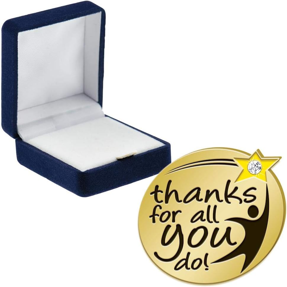 Crown Awards Thank You Recognition Pins, Thank You Recognition Pin with Blue Velvet Presentation Case, Prime