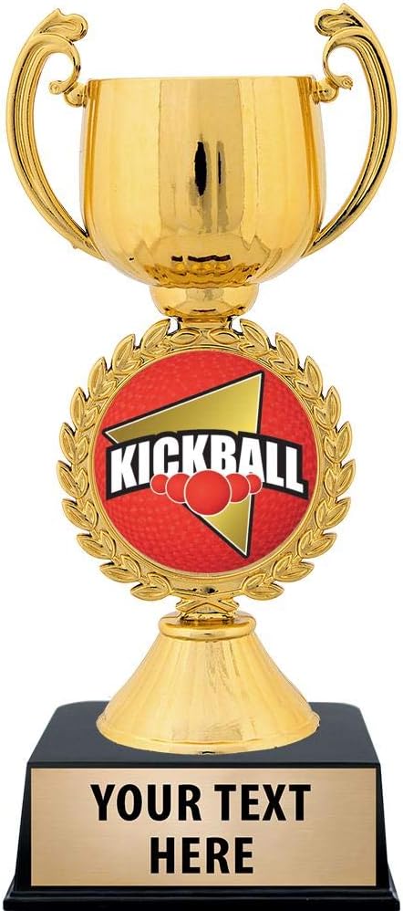 Crown Awards Personalized Kickball Trophy, 7.25' Gold Cup Kickball Trophies with Free Custom Engraving Prime