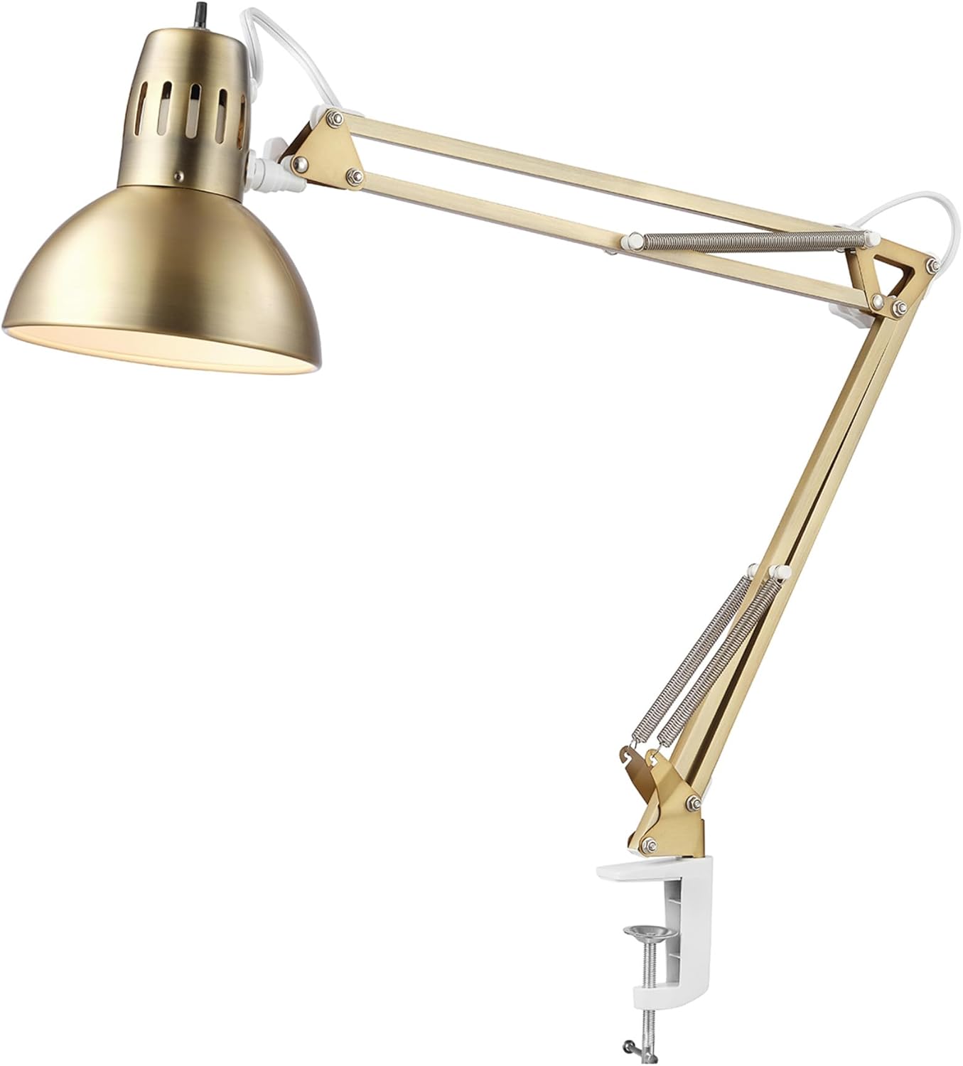31.5' Multi-Joint Desk Lamp with Metal Clamp, Black, On/Off Rotary Switch on Shade, Partially Adjustable Swing Arm, Home Essentials, Reading Light, Office Décor