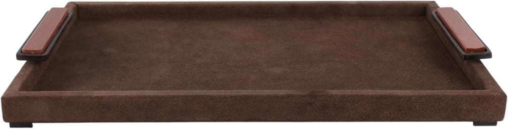 Suede Decorative Tray for Home Décor Accents – Serves as Bed, Jewelry, Trinket Tray Dish, or Bathroom Vanity Tray – House Decor Coffee Table Tray and Centerpiece Table Decorations – 2', Brown