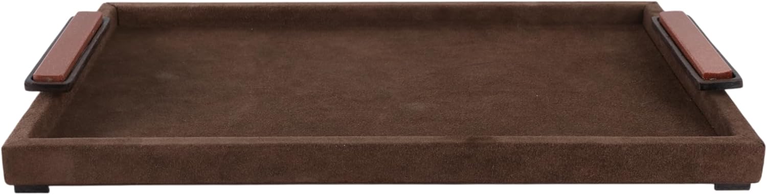 Suede Decorative Tray for Home Décor Accents – Serves as Bed, Jewelry, Trinket Tray Dish, or Bathroom Vanity Tray – House Decor Coffee Table Tray and Centerpiece Table Decorations – 2', Brown