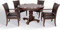 Hathaway Bridgeport 2 in 1 Round Poker Table and Chairs Set for Dining & Game Rooms – Furniture Grade Hardwood, Sturdy Pedestal Legs, Drink Holders, Chip Slots – Includes 4 Poker Table Chairs - Walnut