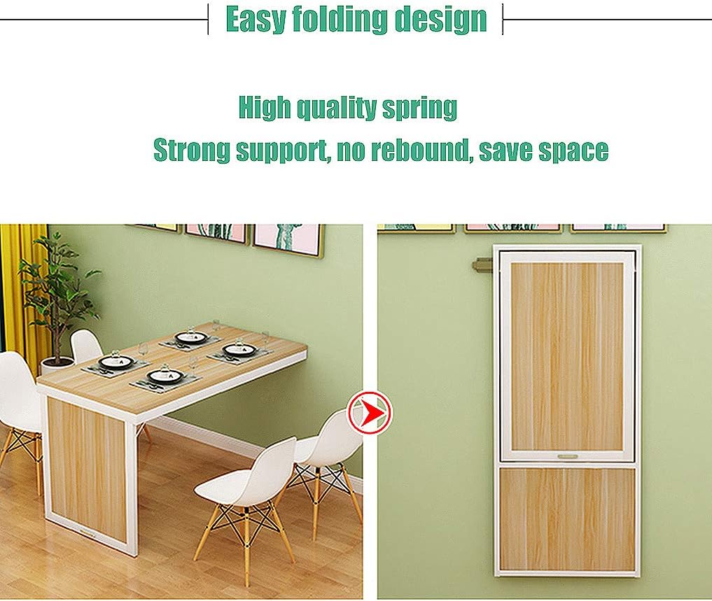 JJPSQHRV Folding Dining Table Wall-Mounted Fold Up Wall Table for Small Spaces MDF Multi-Function Home Office Desk Modern Simplicity Computer Desk Space Saving