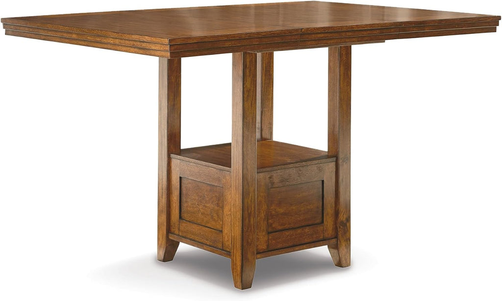 Signature Design by Ashley Ralene Rectangular Counter Height Dining Room Extension Table, Seats 6, Fixed Shelf, Wood, 42.25' W x 60.25' D x 36' H, Medium Brown