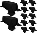 Pesonlook 12 Pack Black Polyester Tablecloth-90 x 132 Inch Black Rectangle Tablecloth for 8 Ft Rectangle Tables,Washable Fabric Table Cover for Wedding/Buffet Party/Dining Table/Events